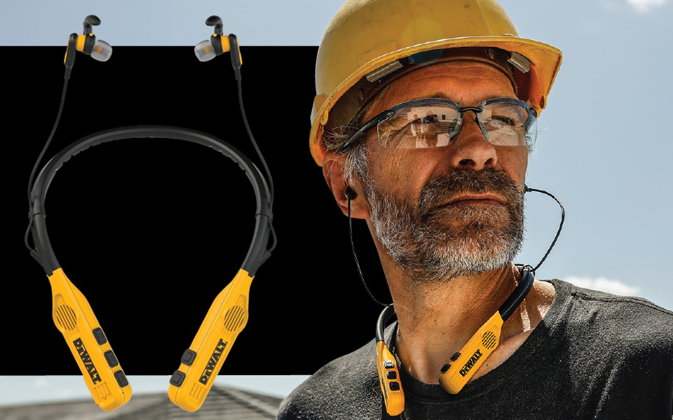 DEWALT 2-in-1 Wearable Jobsite Earphones  With Built-In Speakers