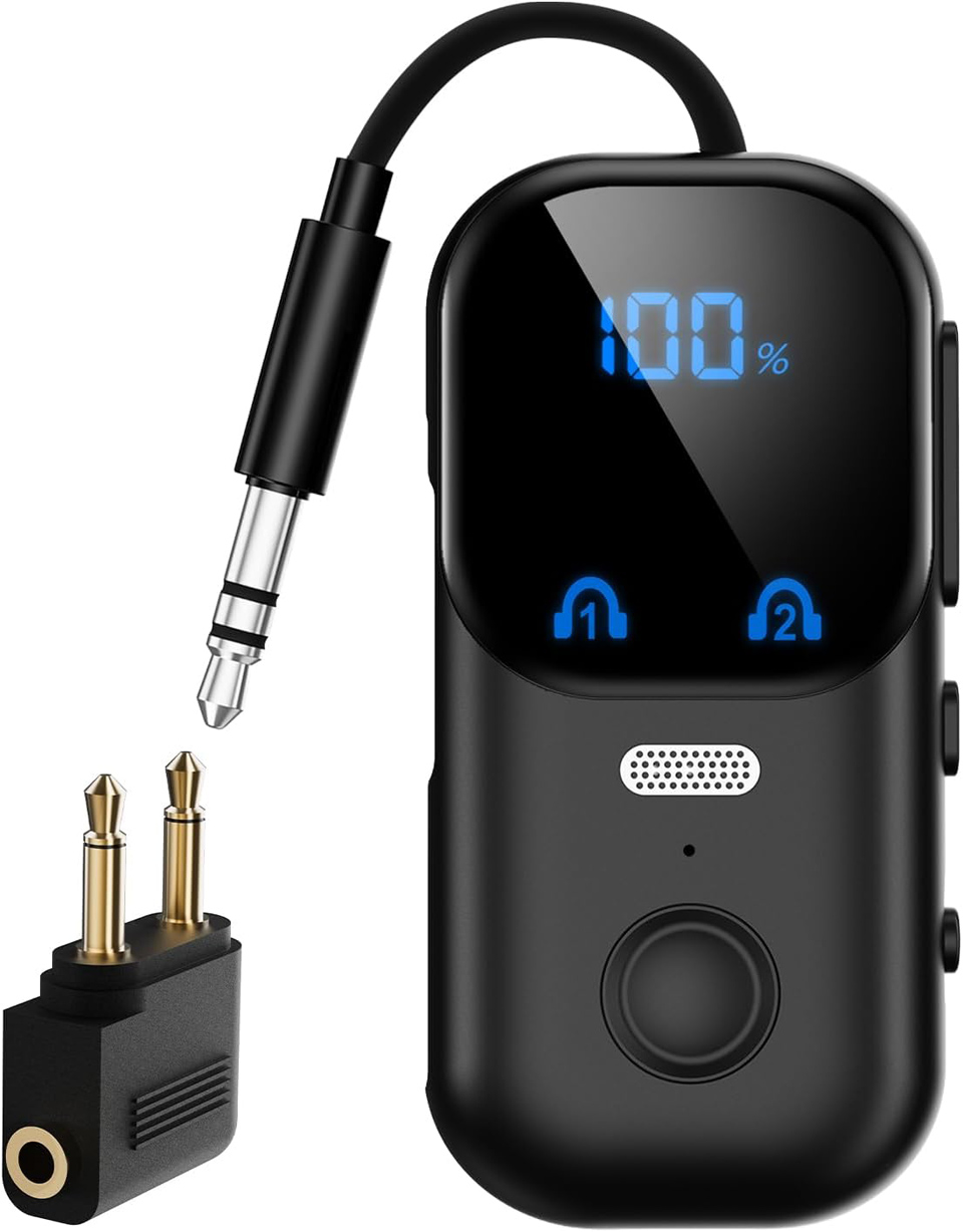 Daskmenbo 2-In-1 Bluetooth Transmitter Receiver With Built-In Mic