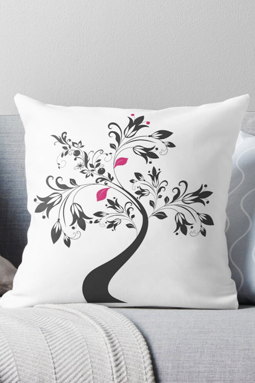 Decorative Flower With Pink Highlight Throw Pillow