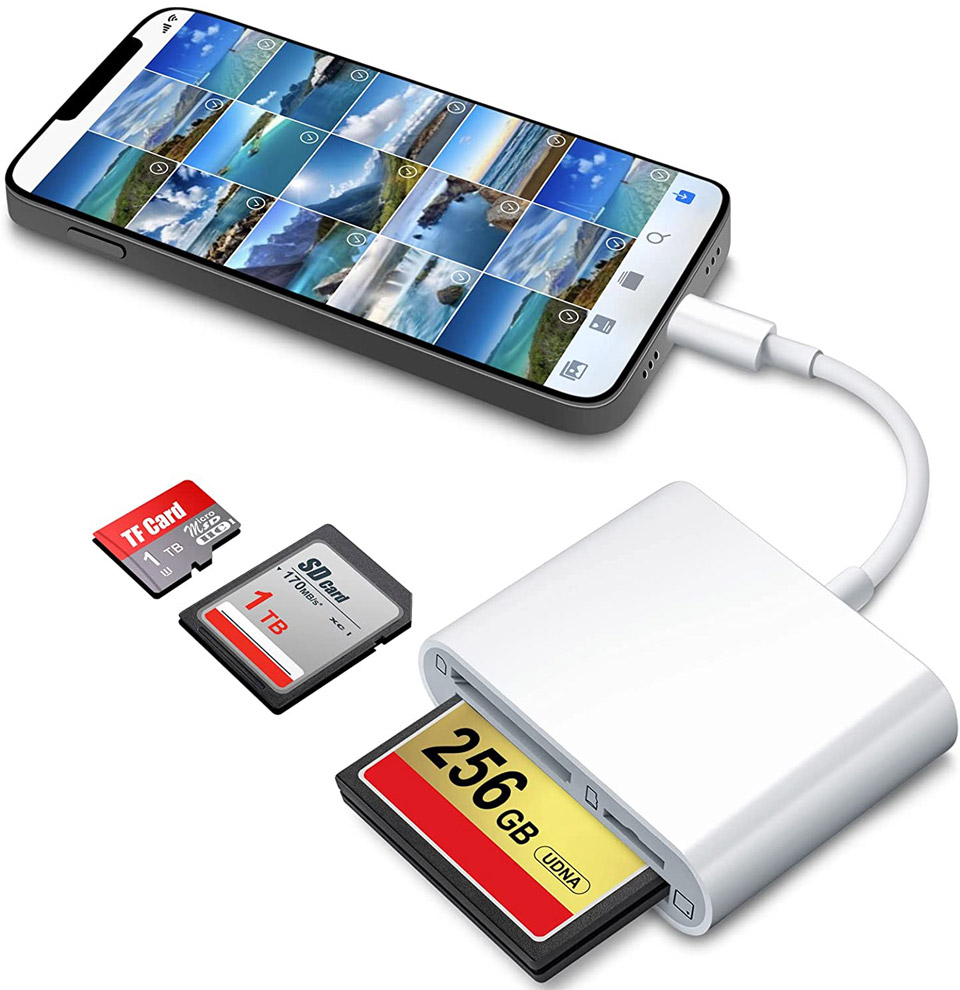 DenicMic SD CF TF Memory Card Reader For iPhones And iPads