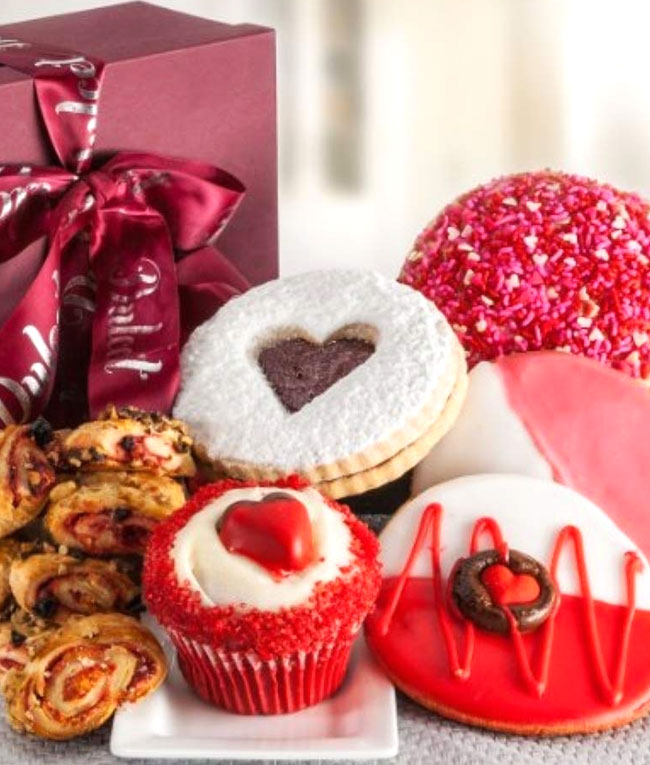 Dulcet Valentine's Day Red and White Cookie Gift basket