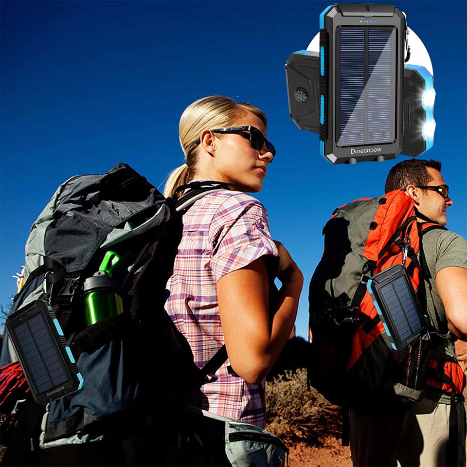 Durecopow Portable Outdoor Waterproof Solar Power Bank
