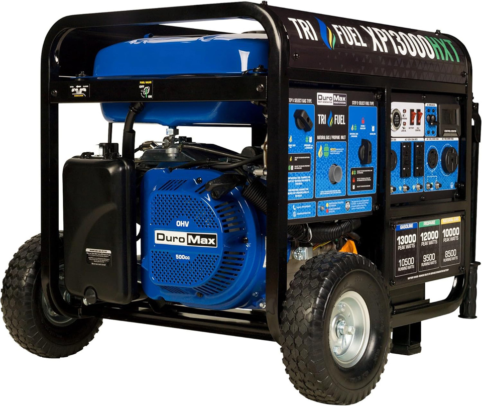 DuroMax XP13000HXT 13000-Watt Tri Fuel Gas Propane Natural Gas Portable Generator