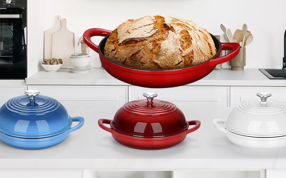 E-far Enameled Cast Iron Dutch Oven For Artisan Bread Baking