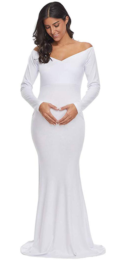 Ecavus Off Shoulder Maternity Dress 