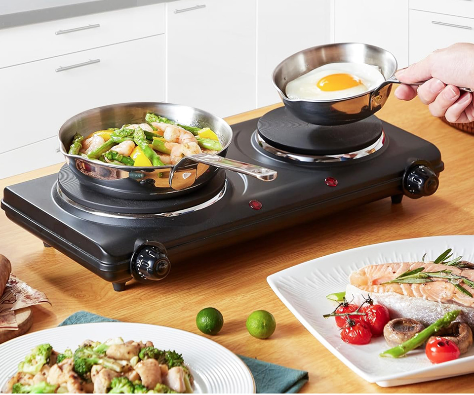 Elite Gourmet Electric Countertop Double Burner Stove