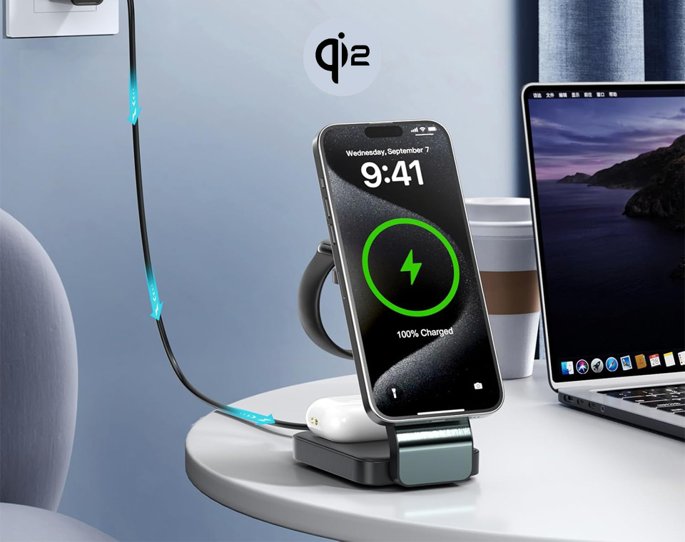 EnergyCell 3-in-1 Wireless Charging Station For Apple Devices