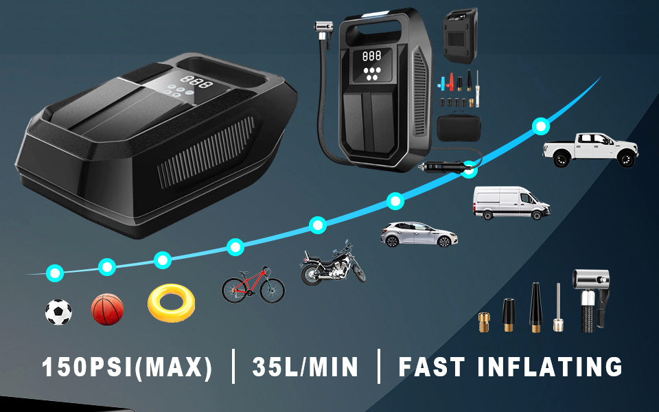 FBK Portable Air Compressor Tire Pump