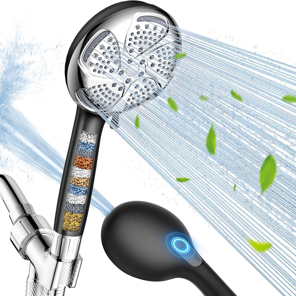 FEELSO Handheld Filtered Shower Head With Filters For Hard Water