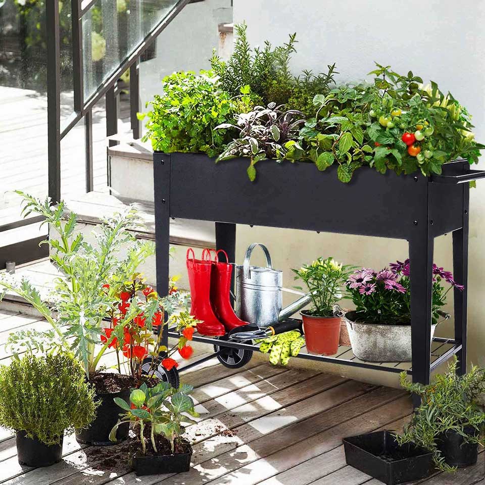 Foyuee Raised Planter Box with Legs