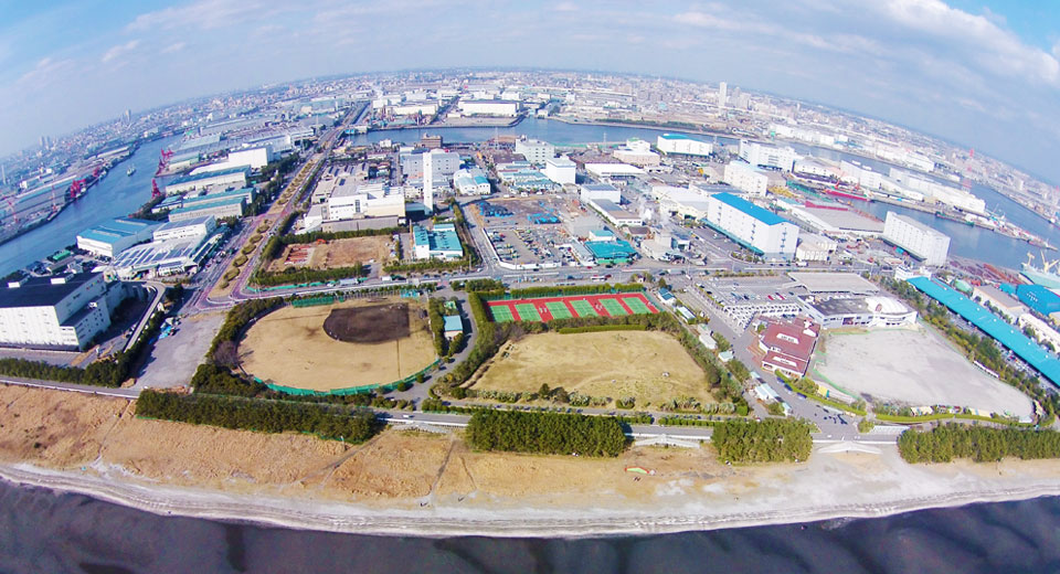 Aerial view Funabashi Sanbanze Seaside Park