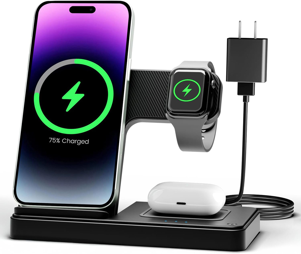 GETPALS Wireless 3-In-1 Multiple Devices Charger Station