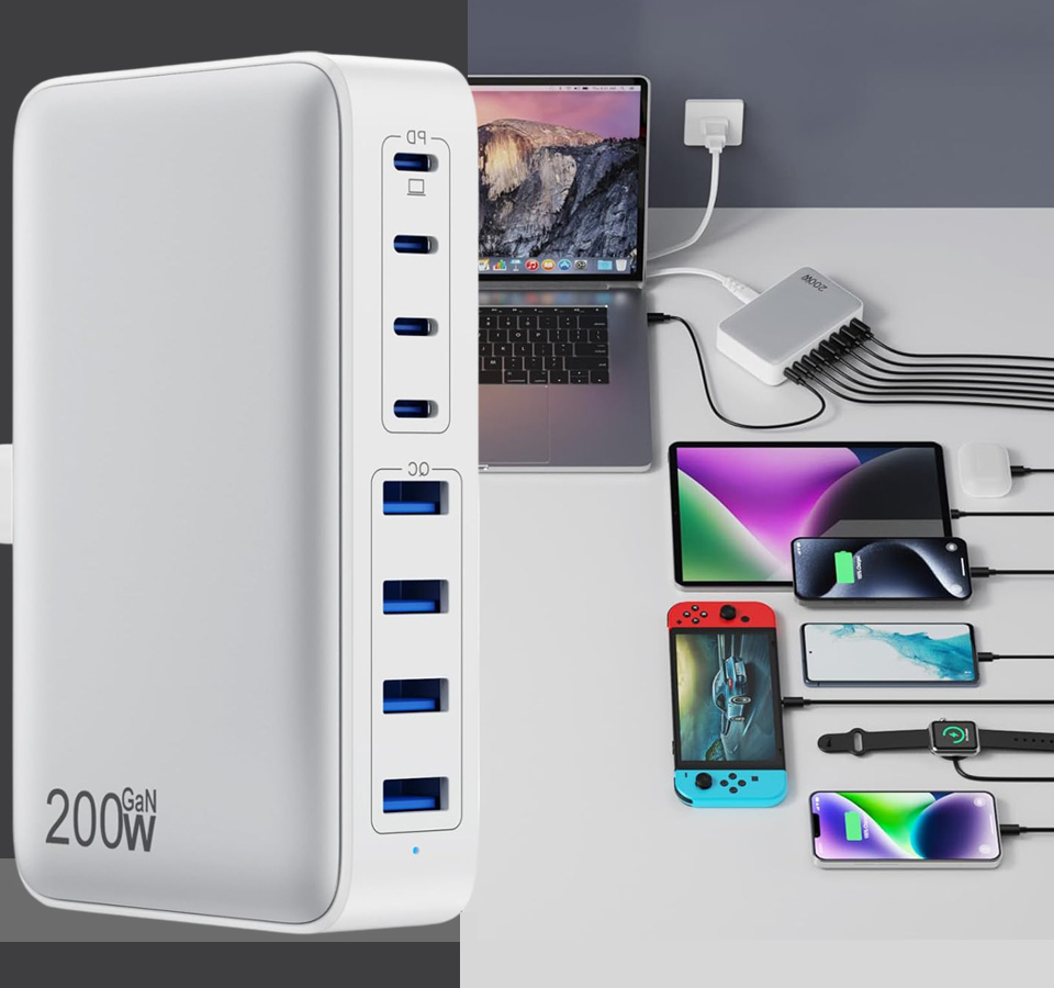   GKUTW USB C Charger GaN III 8-Port Fast Charging Station