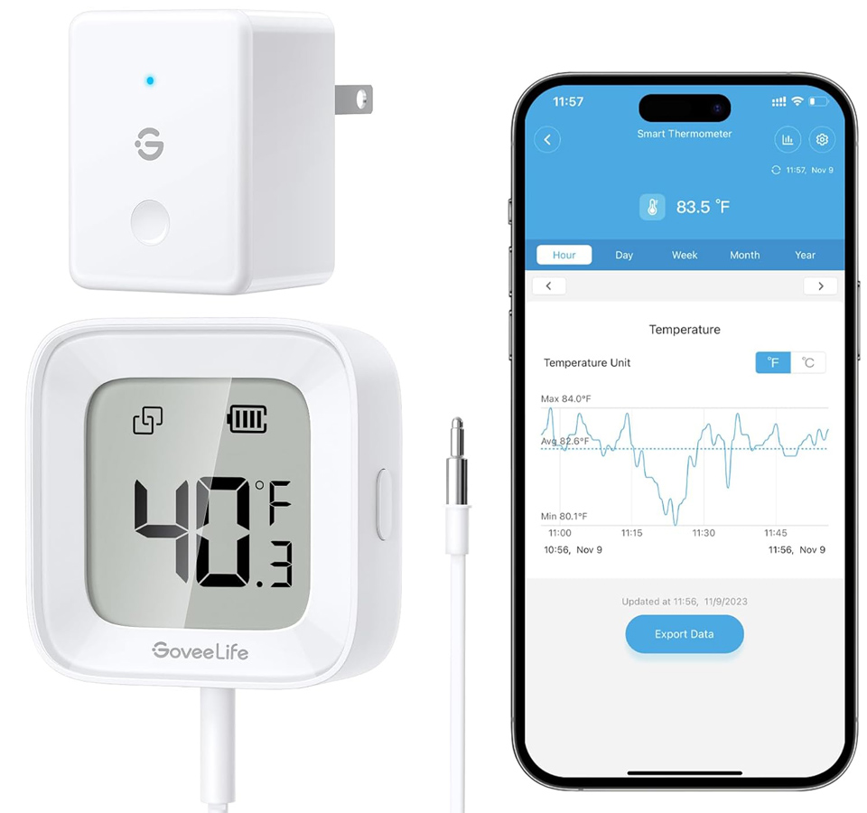 GoveeLife WiFi Refrigerator Thermometer With Alarm