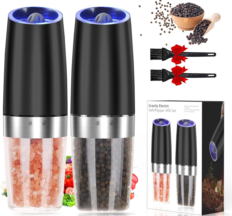 JOBKIM& Gravity Electric Salt and Pepper Grinder Set