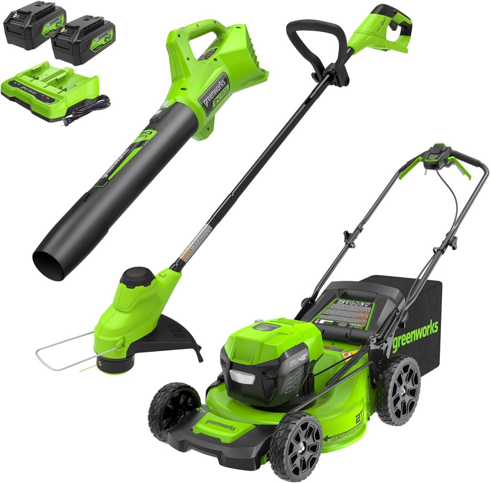 Greenworks Cordless Push Lawn Mower Bundle