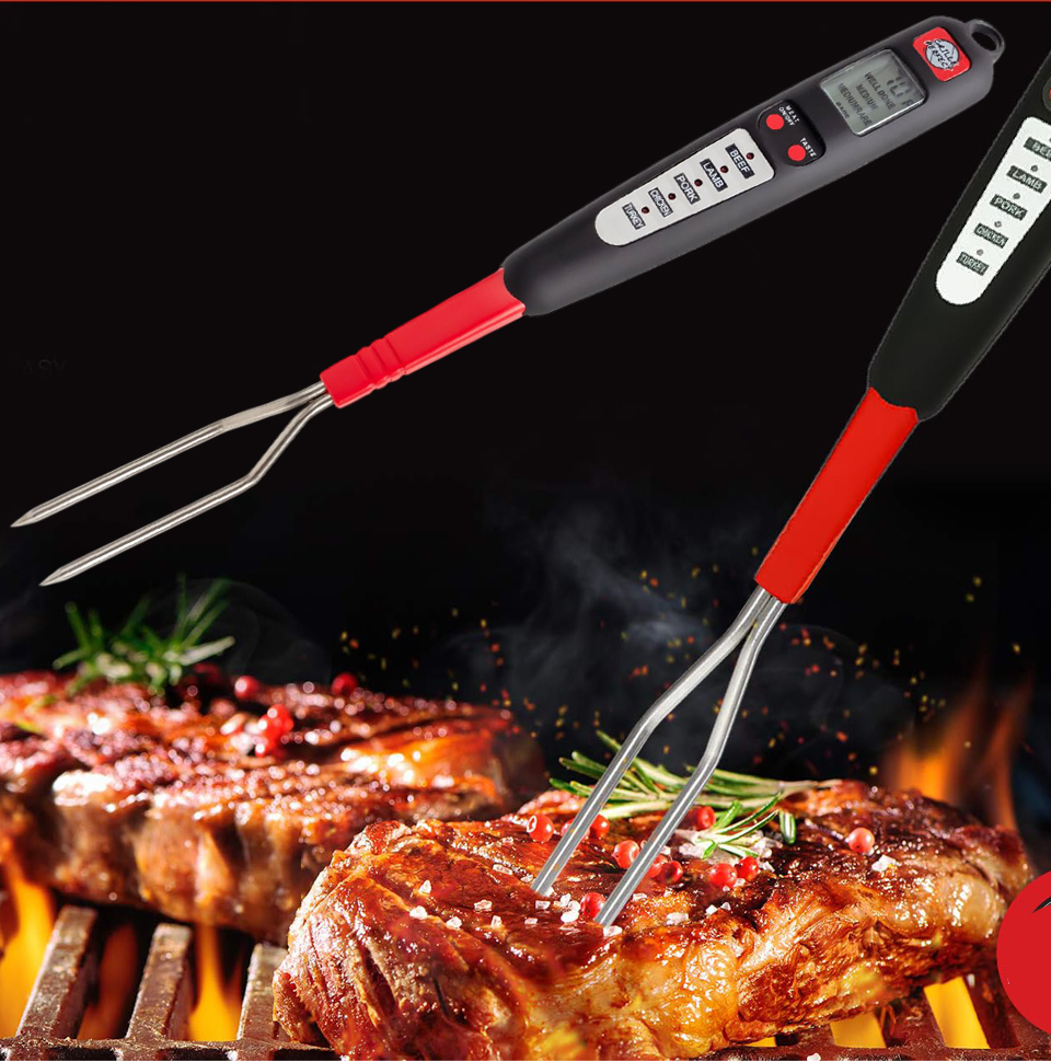 Grille Perfect Digital Meat Thermometer Fork For Grilling And Barbecue