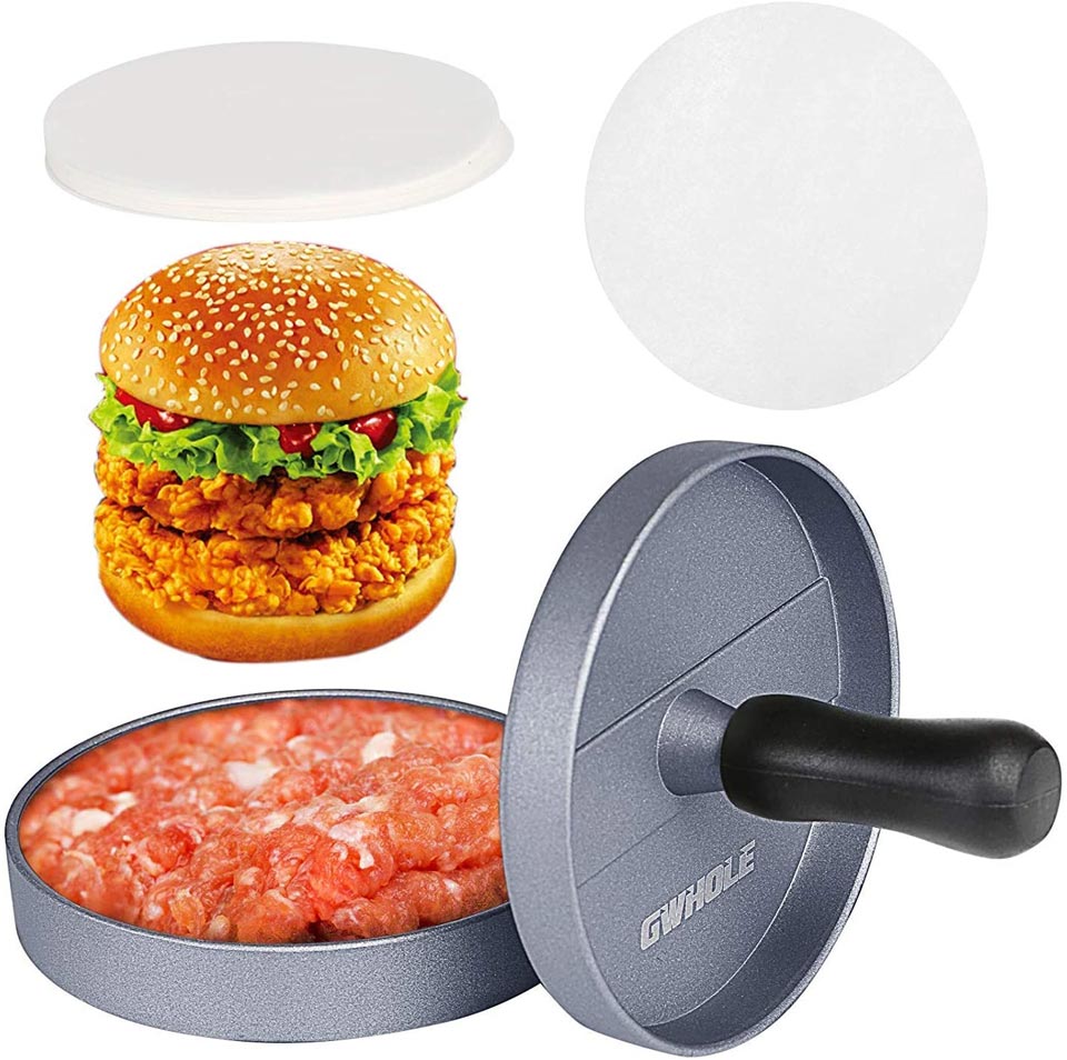 Gwhole Non-Stick Burger Press With 100 Sheet Wax Papers
