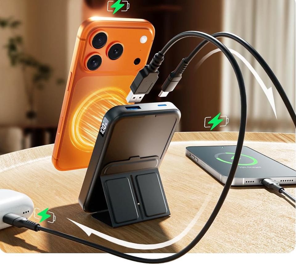 Gxorul Portable Charger With Built-In Foldable Stand