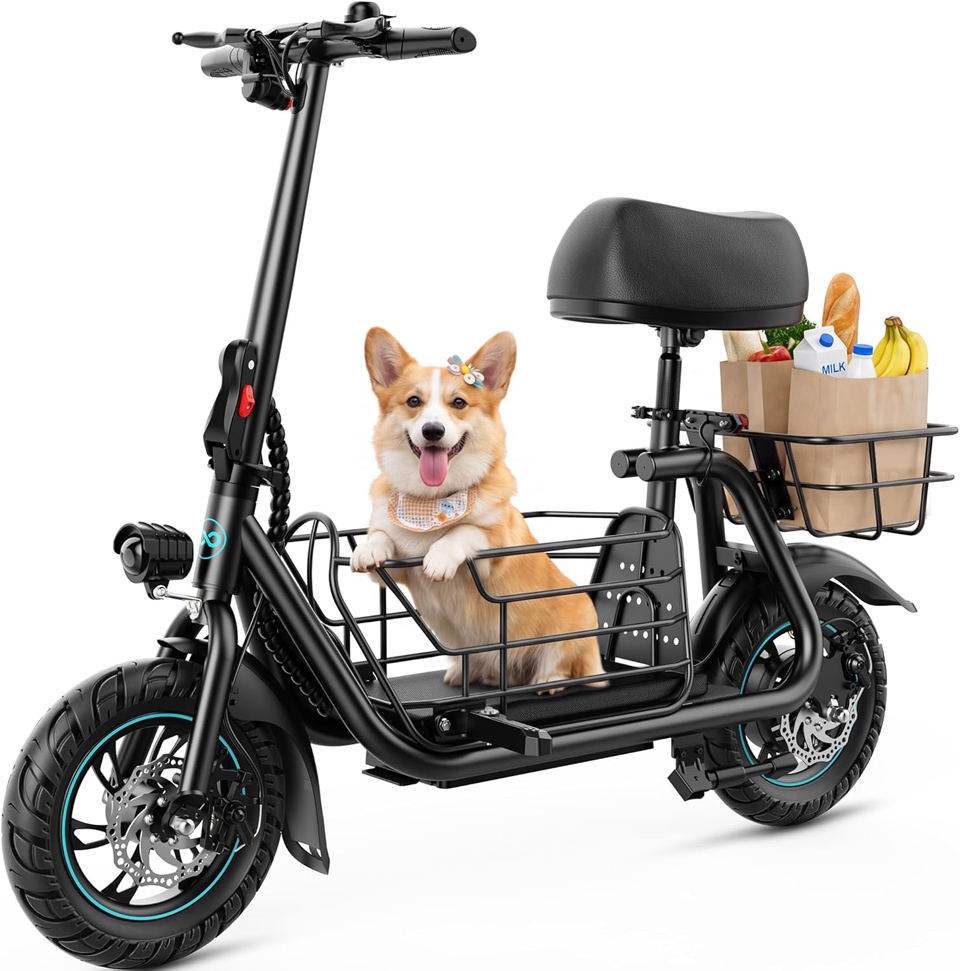 Gyroor Foldable Electric Scooter With Seat For Adults