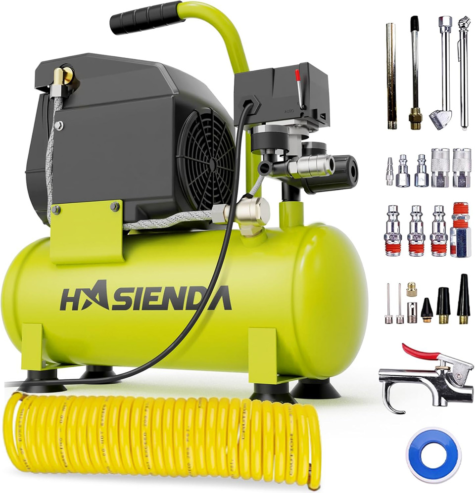HASIENDA 2-Gallon Portable Oil-Free Air Compressor