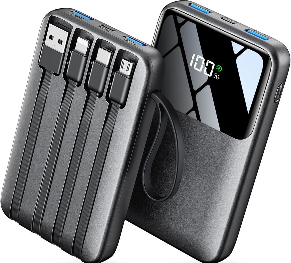 HELLEE Portable Charger Power Bank With Built-In Cable