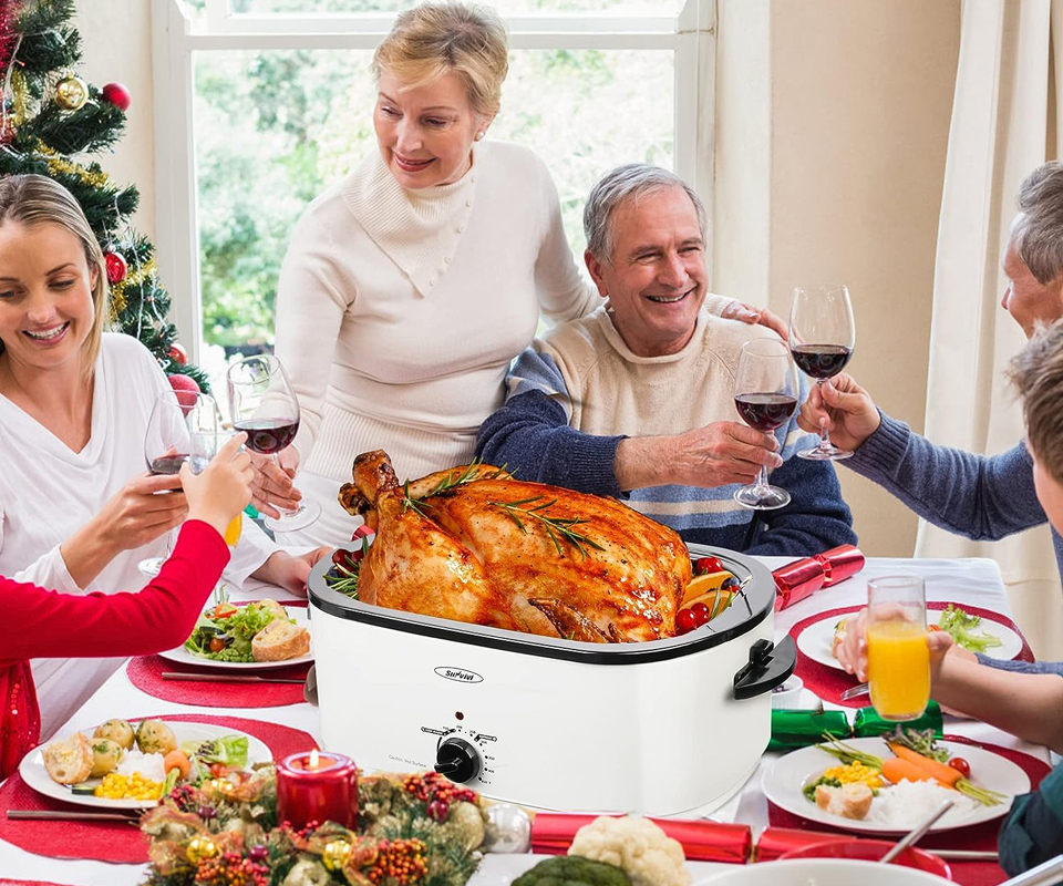 HEYNEMO 26-Quart Electric Roaster With Self-Basting Lid