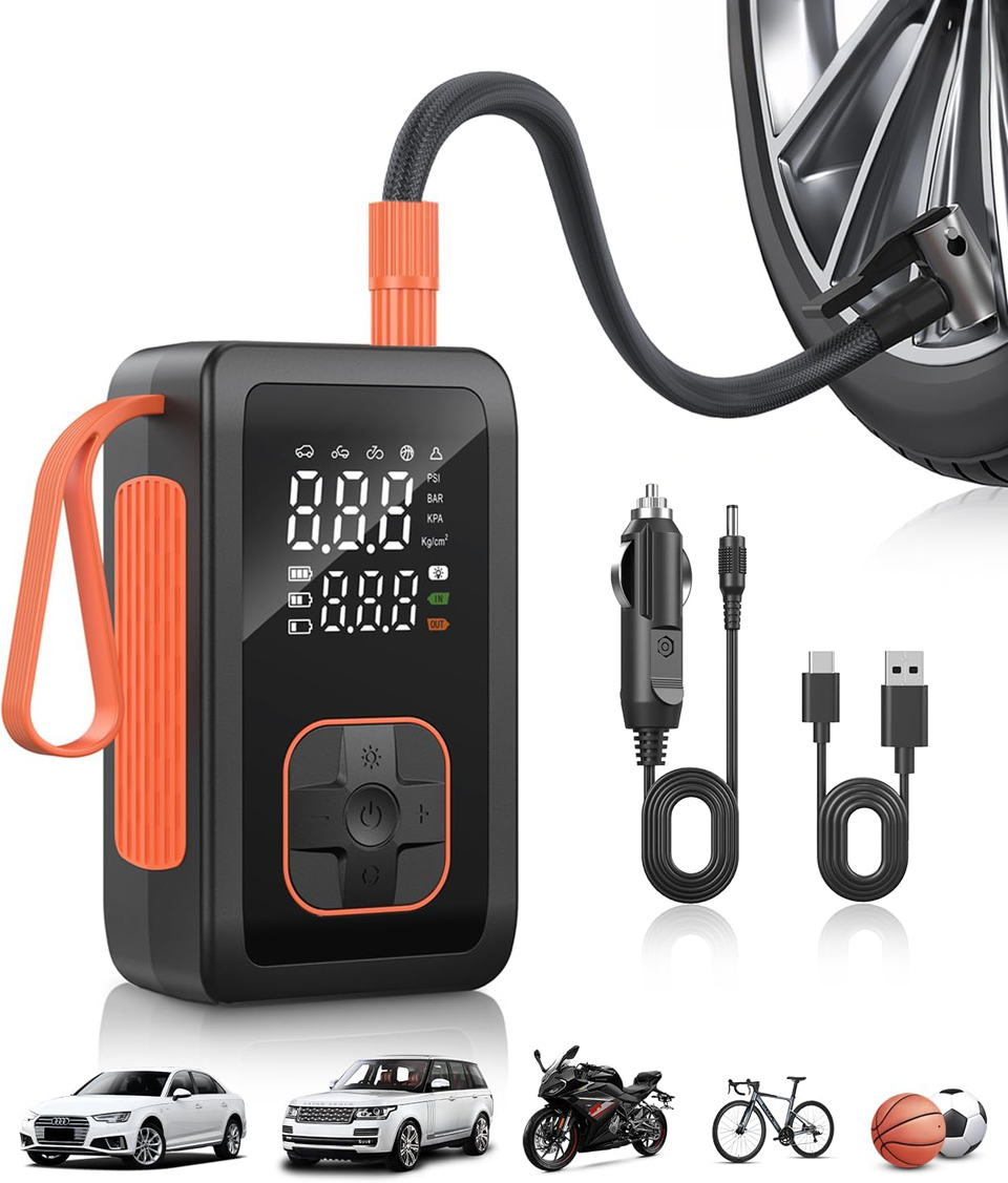 Hafuloky Portable Tire Inflator With Digital Pressure Gauge 