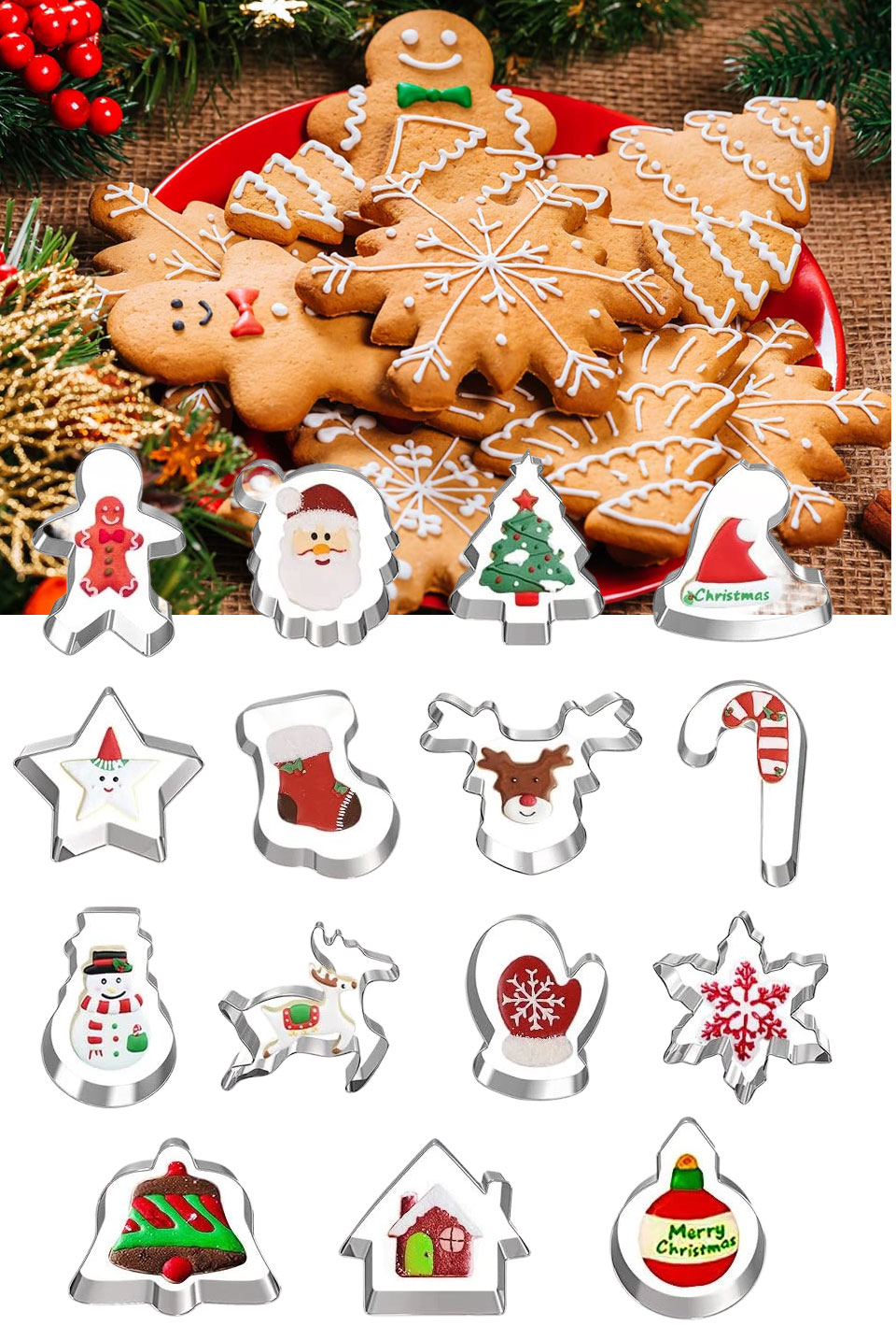 Hibery 15 Pcs Christmas Cookie Cutters