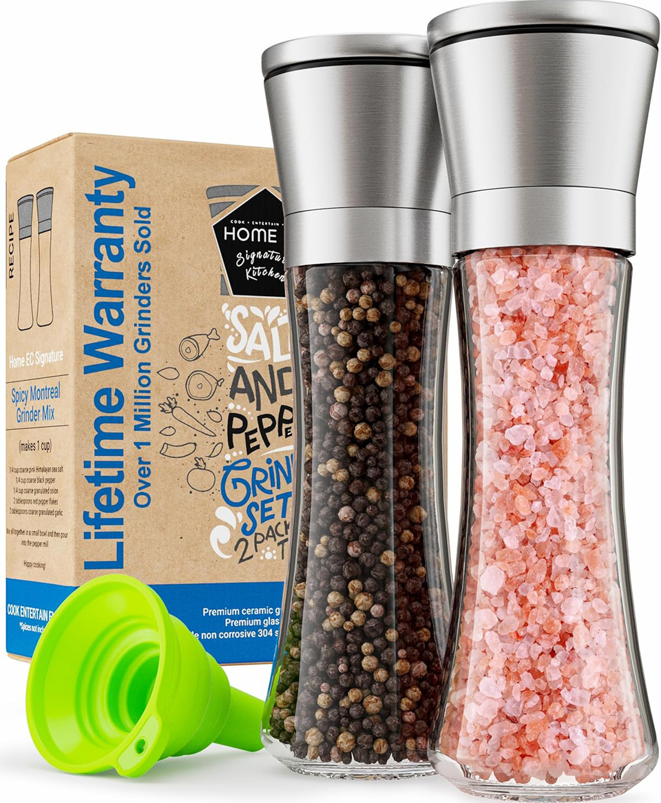 Home EC Steel Sea Salt And Pepper Grinder Set