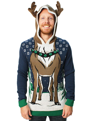 Hooded Reindeer Ugly Christmas Sweater