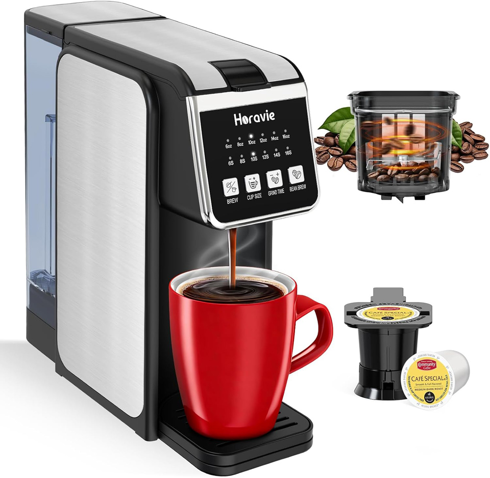 Horavie Single Serve Coffee Maker With Built-in Grinder