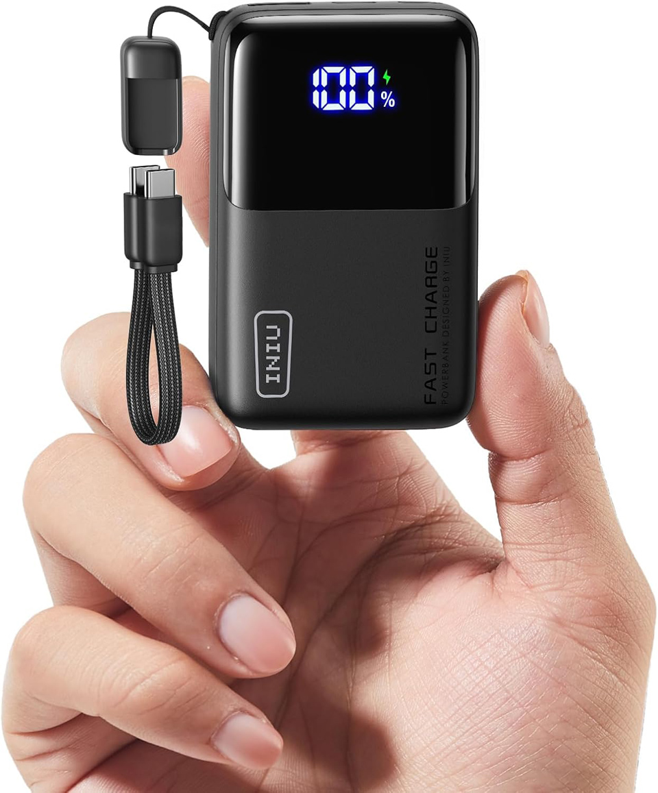 INIU Ultra Mini Portable Fast Charging Power Bank With Cable