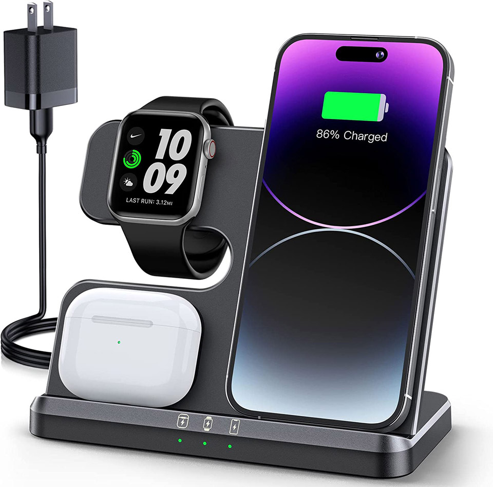JARGOU 2023  3-In-1 Wireless Charging Station For Multiple Devices
