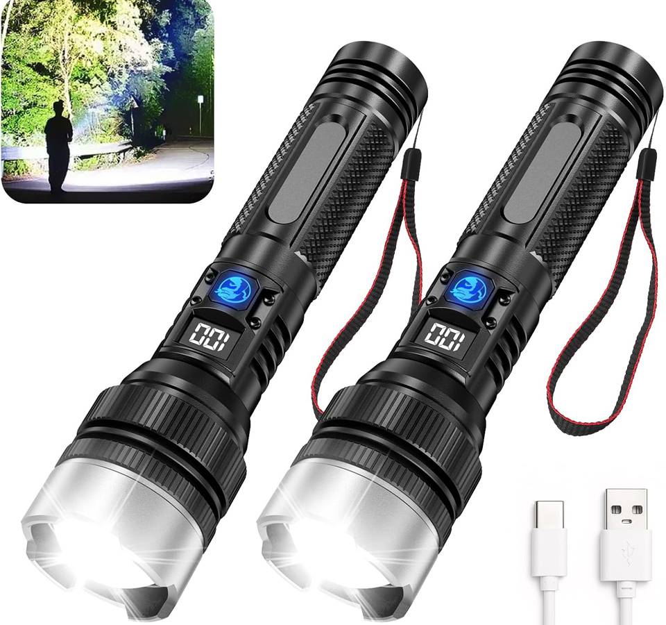 JMNGSHU Telescopic Zoom Flashlight With 10000 Lumens