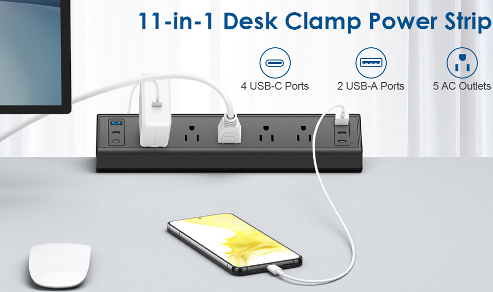 Jgstkcity Desk Clamp Power Strip USB C