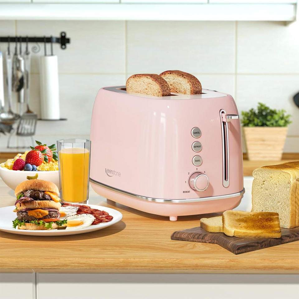 Keenstone 2-Slice Retro Stainless Steel Toaster