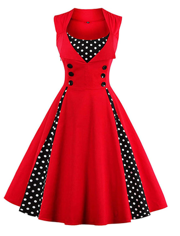 Killreal Polka Dot Retro Vintage Style Cocktail Dress 