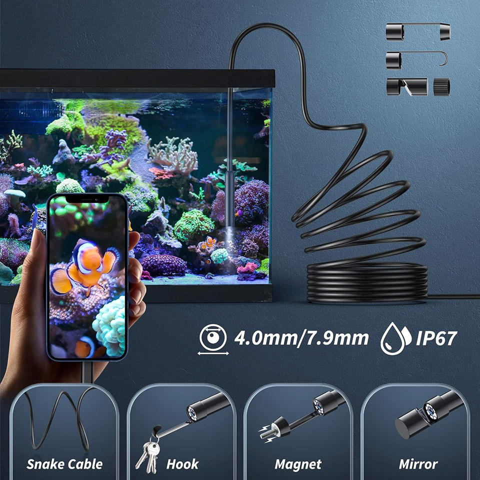 Kinpthy Endoscope 1920P HD Borescope Camera With Light