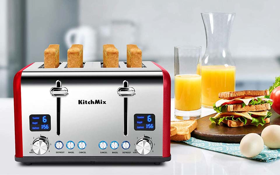 KitchMix Stainless Steel 4 Slice Toaster 