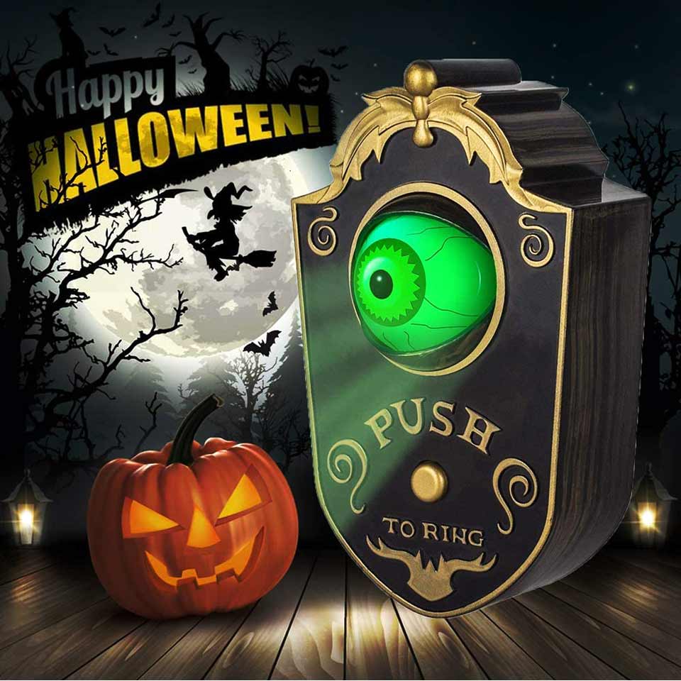 KizBruo Halloween Talking Doorbell With Lightup Eyeball 