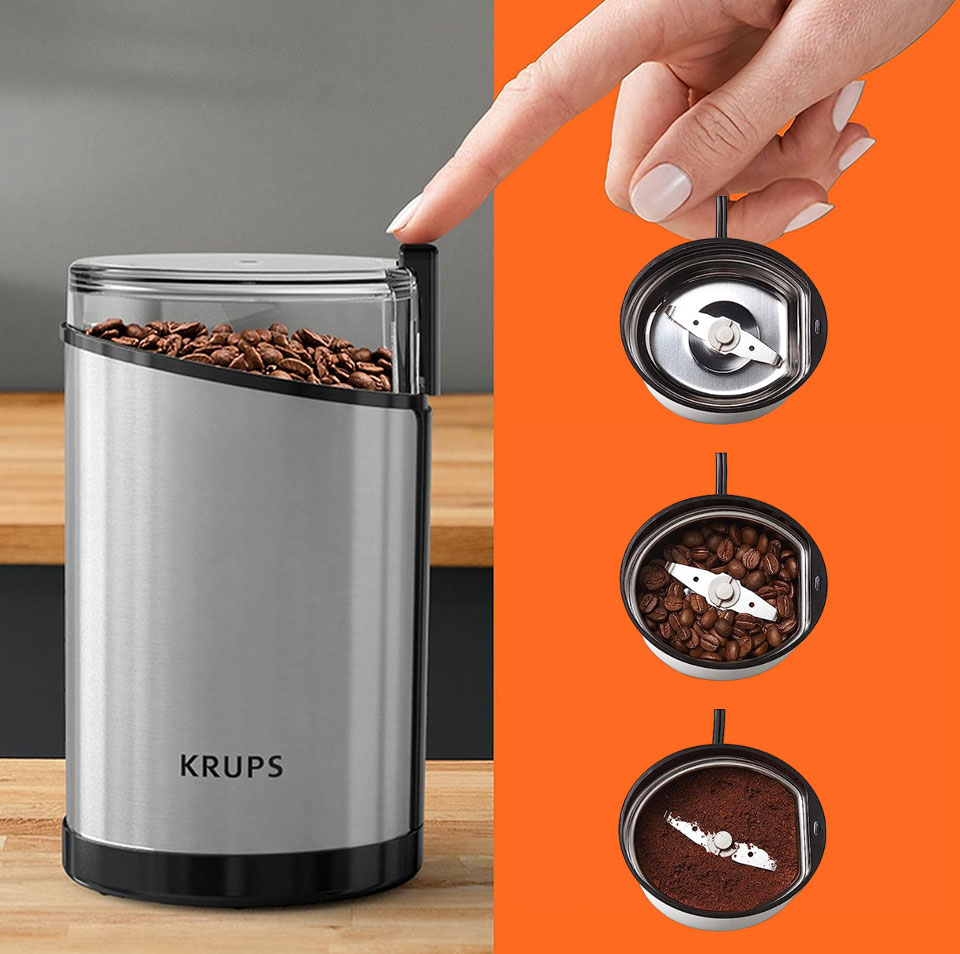 Krups One-Touch Stainless Steel Coffee and Spice Grinder