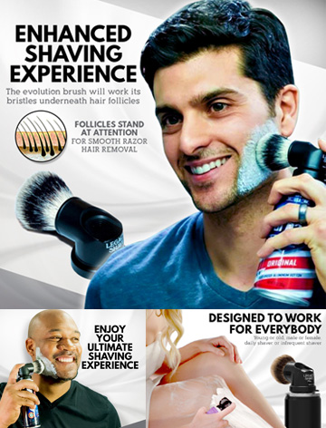 Legacy Shave - Evolution Brush Engineered to Attach Directly to Shaving Cream or Shaving Gel Cans 