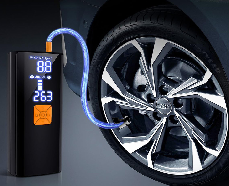 Litmustes Cordless Tire Inflator With LCD Pressure Gauge