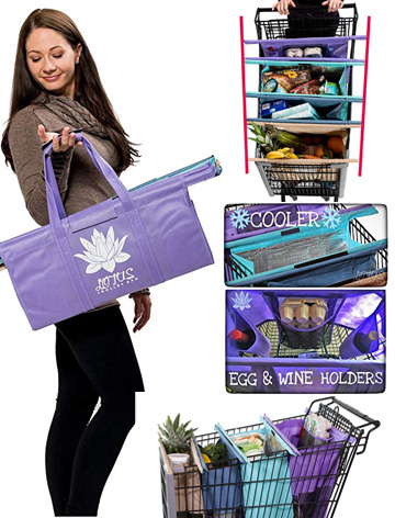 Lotus Trolley Bags v3. Reusable Grocery Cart Bags sized for USA