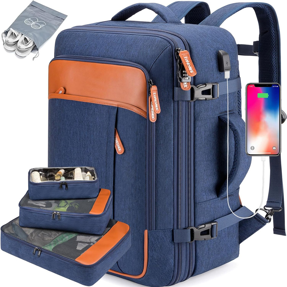 Lumesner Carry On Backpack Suitcase With 4 Packing Cubes