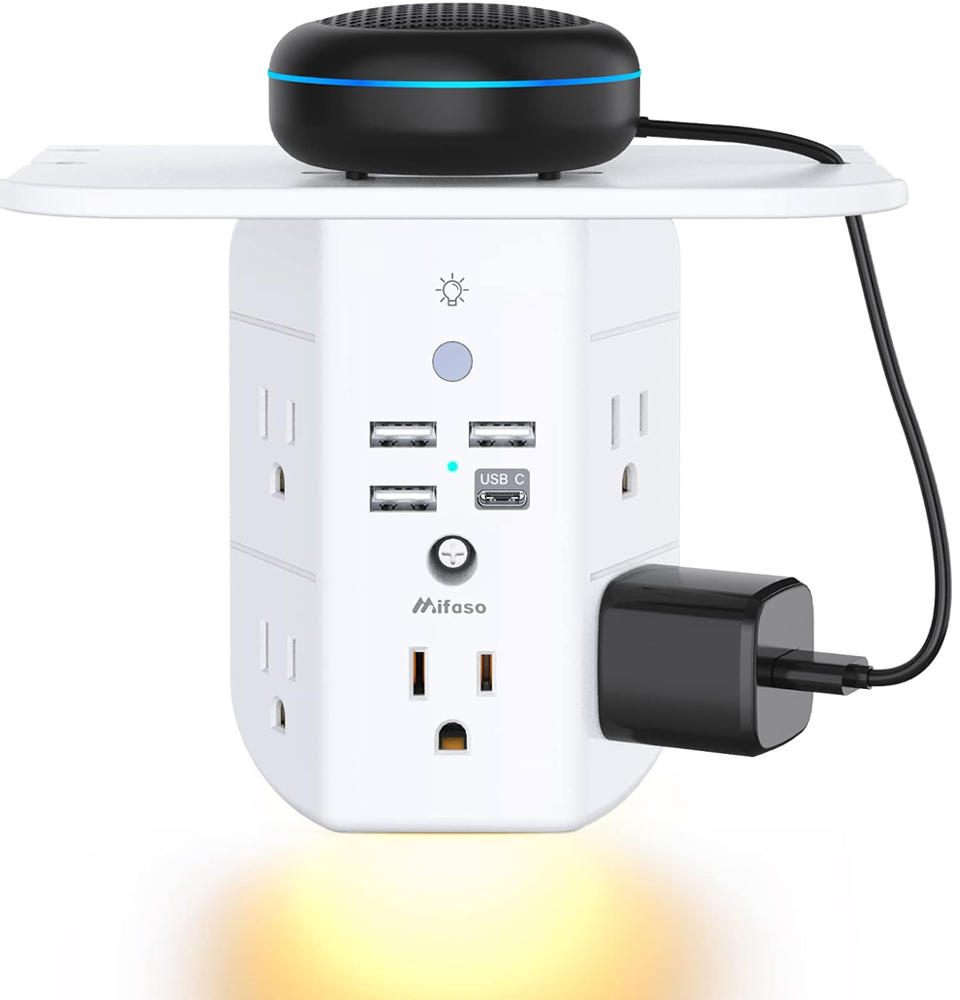 Mifaso USB Wall Charger With Shelf And Night Light
