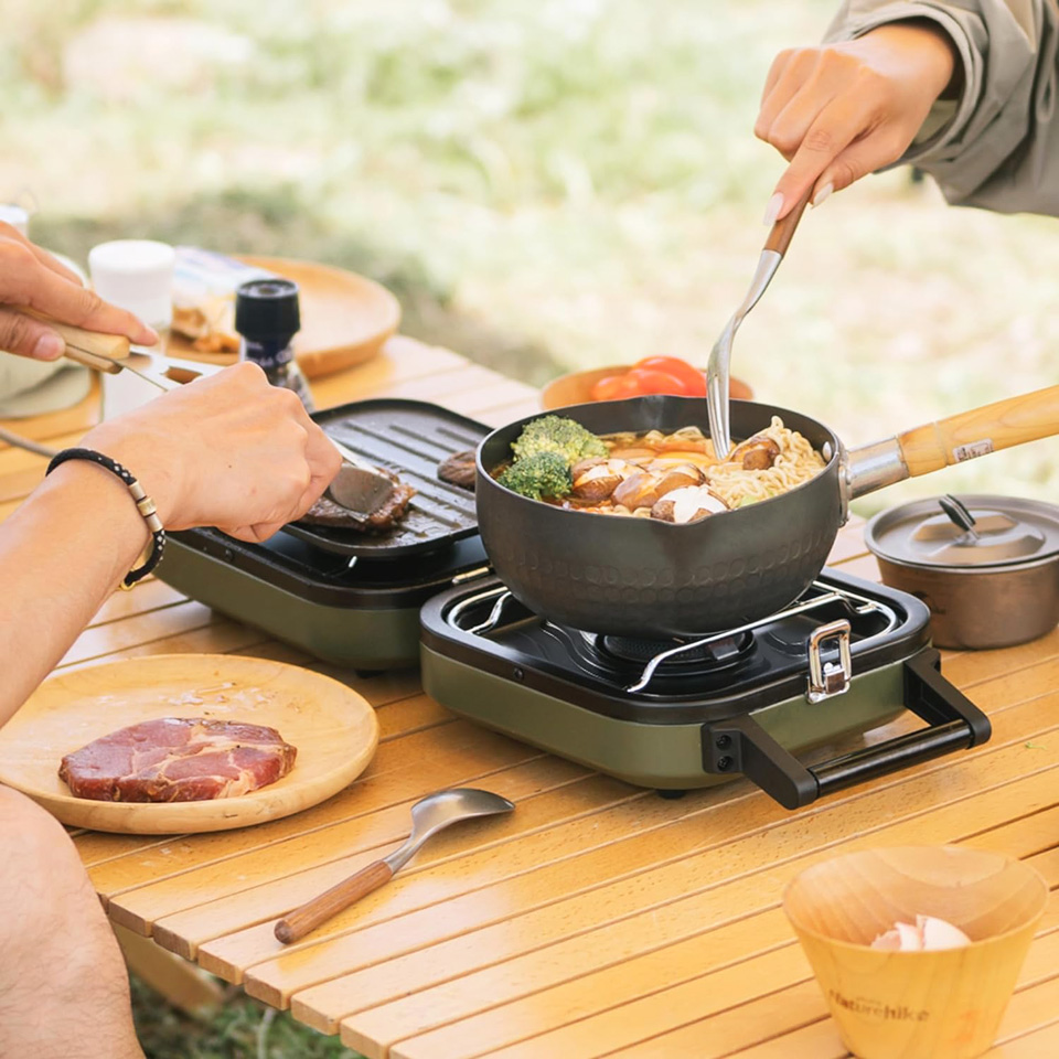 Naturehike 2 Burner Portable Folding Gas Camping Stove With Griddle