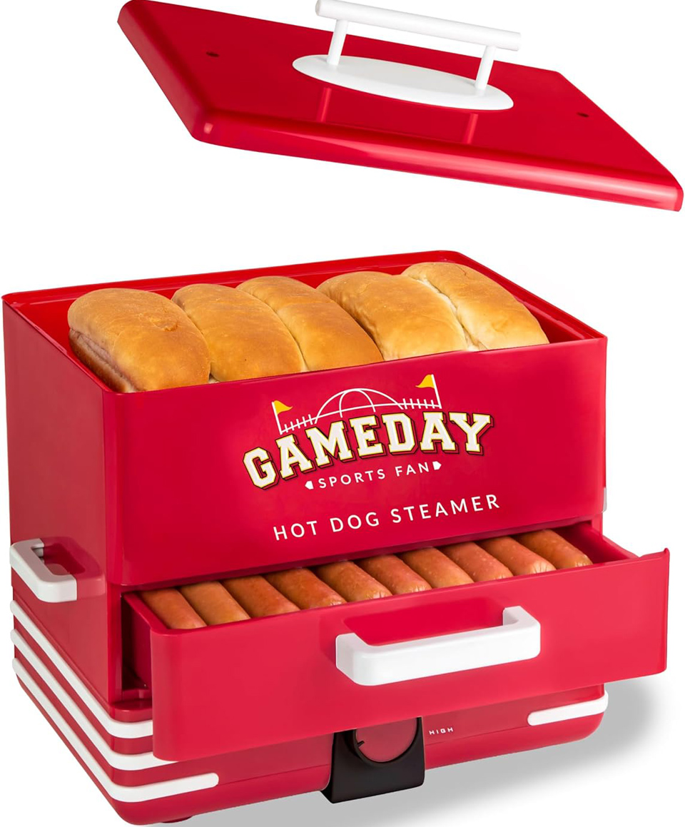 Nostalgia GameDay Hot Dog Steamer And Bun Warmer