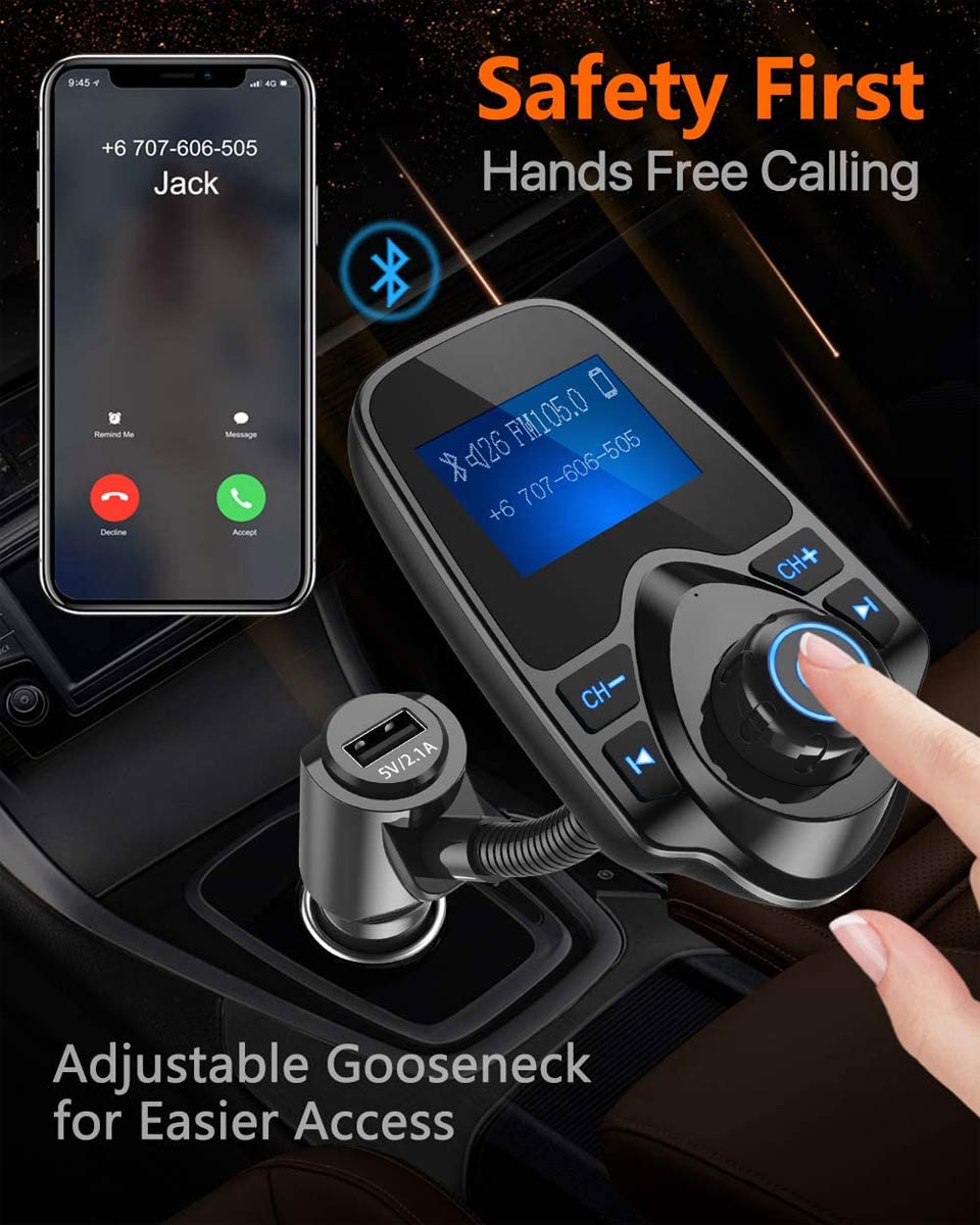 Nulaxy Wireless In-Car Bluetooth FM Transmitter